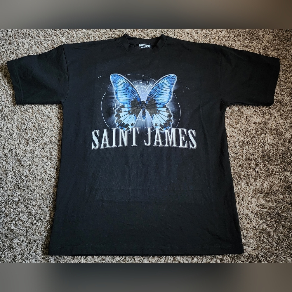 Saint James Black Majestic Cotton Butterfly Oversized Shirt Men's M